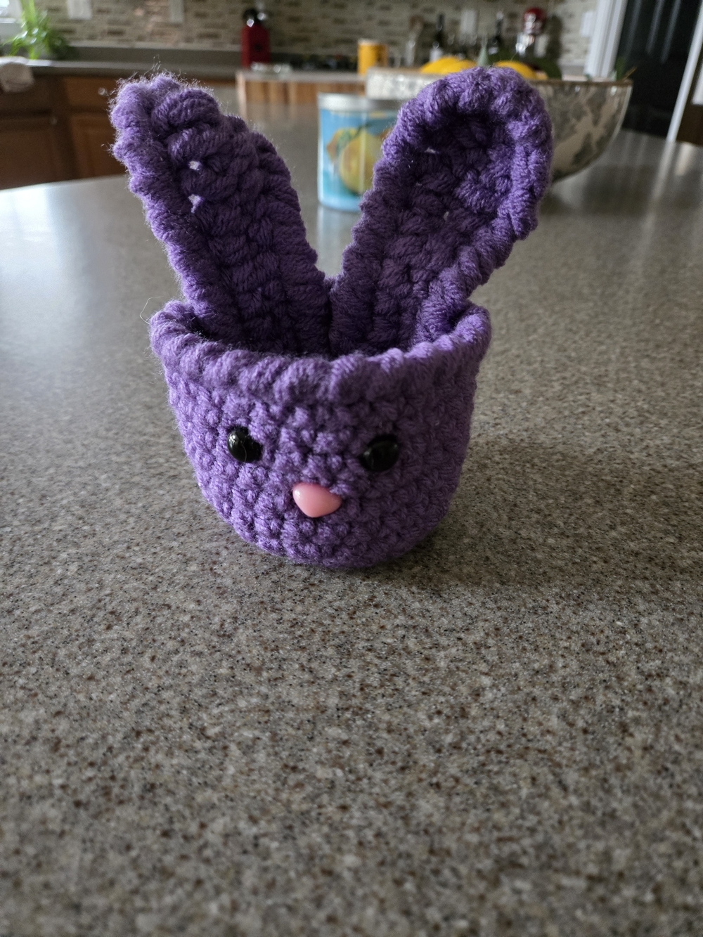 Crochet Purple Easter Bunny Basket Mini Treat Bag Gift Holder New Handmade